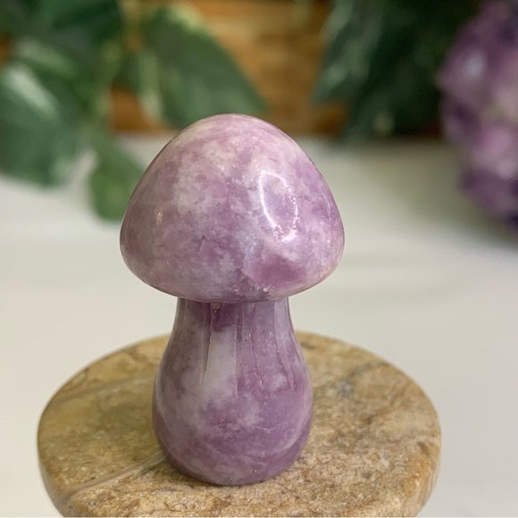 MINI Purple Amethyst Crystal Carved Mushroom Figurine Polished Carving 1 1/2" - Picture 5 of 10